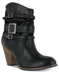 These boots were made for walking. The Dawn booties by Mia have a trio of buckles around the ankle and a stacked heel that's a breeze to walk in. These boots were made for walking. The Dawn booties by Mia have a trio of buckles around the ankle and a stacked heel that's a breeze to walk in.