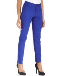 T Tahari's skinny jeans give your wardrobe a boost with a bright colored wash. T Tahari's skinny jeans give your wardrobe a boost with a bright colored wash.