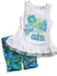 GUESS Kids Girls Tank Set with Floral-Print Bike Shorts (, WHITE (12M) GUESS Kids Girls Tank Set with Floral-Print Bike Shorts (, WHITE (12M)