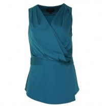 Anne Klein Bluestone Cotton Blend Surplice Sleeveless Wrap Blouse Top 6 Anne Klein Bluestone Cotton Blend Surplice Sleeveless Wrap Blouse Top 6