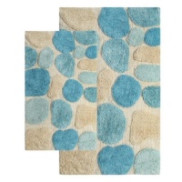 Chesapeake 2-Piece Pebbles 21-Inch by 34-Inch and 24-Inch by 40-Inch Bath Rug Set, Aquamarine Chesapeake 2-Piece Pebbles 21-Inch by 34-Inch and 24-Inch by 40-Inch Bath Rug Set, Aquamarine