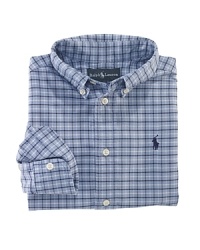 The long-sleeved Blake shirt is rendered from soft cotton in a preppy tattersal plaid. The long-sleeved Blake shirt is rendered from soft cotton in a preppy tattersal plaid.