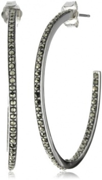 Judith Jack Sterling Silver Marcasite Pave Inside and Outside Hoop Earrings Judith Jack Sterling Silver Marcasite Pave Inside and Outside Hoop Earrings