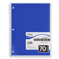 Mead® Spiral® One-Subject College-Ruled Notebook, One Notebook per Order, Color May Vary (05512) Mead® Spiral® One-Subject College-Ruled Notebook, One Notebook per Order, Color May Vary (05512)