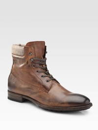 Superb craftsmanship with a handmade touch, designed in hand-burnished leather with a padded wool collar for added comfort and style. Leather lining Padded insole Leather/rubber sole Made in Italy Superb craftsmanship with a handmade touch, designed in hand-burnished leather with a padded wool collar for added comfort and style. Leather lining Padded insole Leather/rubber sole Made in Italy