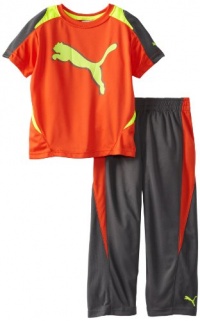 Puma - Kids Boys 2-7 Little Logo Performance Pant Set, Cherry Tomato, 6 Puma - Kids Boys 2-7 Little Logo Performance Pant Set, Cherry Tomato, 6