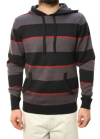 RETROFIT Men's Metal Long Sleeve Striped Hooded Sweater Black Red RETROFIT Men's Metal Long Sleeve Striped Hooded Sweater Black Red
