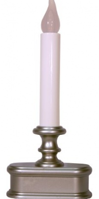 Good Tidings LED Christmas Window Candle with Light Sensor, Pewter Good Tidings LED Christmas Window Candle with Light Sensor, Pewter