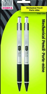 Zebra Mechanical Pencil, Lead/Eraser Refillable, .5mm, 2/CD, Silver/Black (ZEB54012) Zebra Mechanical Pencil, Lead/Eraser Refillable, .5mm, 2/CD, Silver/Black (ZEB54012)