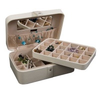 Mele Remy Forty-Eight Section Jewelry Box - Ivory Faux Leather - 10.5W x 4H in. Mele Remy Forty-Eight Section Jewelry Box - Ivory Faux Leather - 10.5W x 4H in.