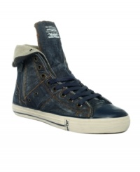 Your favorite jeans reconstructed for your feet. Straight from your go-to brand for denim, these Levi's hi-top men's sneakers really pack a punch. Your favorite jeans reconstructed for your feet. Straight from your go-to brand for denim, these Levi's hi-top men's sneakers really pack a punch.