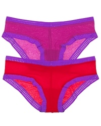 No more panty lines with OnGossamer's mesh boyshorts. Now in solids and prints with contrasting lace trim. Style #3136. No more panty lines with OnGossamer's mesh boyshorts. Now in solids and prints with contrasting lace trim. Style #3136.