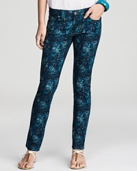Paige Denim collaborates with Liberty of London to deliver signature denim in iconic prints. These skinny jeans boast an inky floral pattern for statement-making style. Paige Denim collaborates with Liberty of London to deliver signature denim in iconic prints. These skinny jeans boast an inky floral pattern for statement-making style.