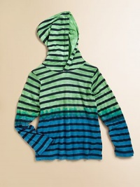 A hoodie with bold stripes and an ombré design in a soft supima cotton blend.Attached hoodLong sleevesPullover style29% supima cotton/29% micro modal/42% polyesterMachine washImported A hoodie with bold stripes and an ombré design in a soft supima cotton blend.Attached hoodLong sleevesPullover style29% supima cotton/29% micro modal/42% polyesterMachine washImported