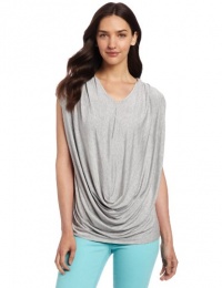 C&C California Women's Stretch Jersey Cap Sleeve Deep Cowl Shirt, Heather Gray, Small C&C California Women's Stretch Jersey Cap Sleeve Deep Cowl Shirt, Heather Gray, Small