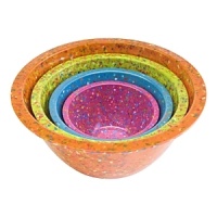 Zak Designs Inc. Confetti four piece bowl set. The confetti bowls are made from 100% recycled durable melamine, so being environmentally friendly never looked so fun. Zak Designs Inc. Confetti four piece bowl set. The confetti bowls are made from 100% recycled durable melamine, so being environmentally friendly never looked so fun.