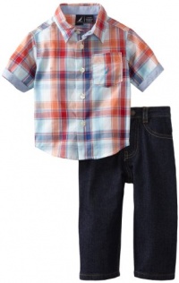 Nautica Sportswear Kids Baby-boys Infant Short Sleeve Woven Shirt with Denim Jean, Peachy, 24 Months Nautica Sportswear Kids Baby-boys Infant Short Sleeve Woven Shirt with Denim Jean, Peachy, 24 Months