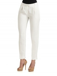 This wardrobe classic has a slightly cropped length and effortlessly low-key style.Narrow waistband with belt loops and hook-and-eye closure Interior button tab at waist Front zipper Pleated front Side slash pockets Inseam, about 29 44% cotton/28% bamboo/28% ramie Dry clean Made in Italy This wardrobe classic has a slightly cropped length and effortlessly low-key style.Narrow waistband with belt loops and hook-and-eye closure Interior button tab at waist Front zipper Pleated front Side slash pockets Inseam, about 29 44% cotton/28% bamboo/28% ramie Dry clean Made in Italy