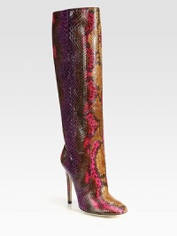 Vibrant colors amplify this head-turning silhouette, expertly crafted of genuine python and resting on a slender heel. Self-covered heel, 4½ (115mm)Shaft, 15¾Leg circumference, 13Python upperPull-on styleLeather lining and solePadded insoleMade in ItalyOUR FIT MODEL RECOMMENDS ordering one size up as this style runs small. Vibrant colors amplify this head-turning silhouette, expertly crafted of genuine python and resting on a slender heel. Self-covered heel, 4½ (115mm)Shaft, 15¾Leg circumference, 13Python upperPull-on styleLeather lining and solePadded insoleMade in ItalyOUR FIT MODEL RECOMMENDS ordering one size up as this style runs small.