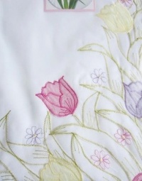 Tulip Dance Table Runner, White 14x72 Tulip Dance Table Runner, White 14x72