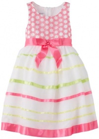 Bonnie Jean Girls 2-6X Multi Ribbon Stripe Dress, Pink, 5 Bonnie Jean Girls 2-6X Multi Ribbon Stripe Dress, Pink, 5