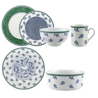 18-pc set includes 4 Costa dinner plates, 4 Castell salad plates, 4 mugs and 4 rice bowls; also includes 1 7.75 round vegetable bowl and 1 Cordoba round platter. Microwave and Dishwasher safe. 18-pc set includes 4 Costa dinner plates, 4 Castell salad plates, 4 mugs and 4 rice bowls; also includes 1 7.75 round vegetable bowl and 1 Cordoba round platter. Microwave and Dishwasher safe.