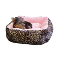 Anima Pink Ultra Plush Leopard Print Bed with Removable Pillow, 16 by 16 by 5.5-Inch Anima Pink Ultra Plush Leopard Print Bed with Removable Pillow, 16 by 16 by 5.5-Inch