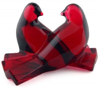 Baccarat Crystal Loving Doves Ruby Figurine 2102796