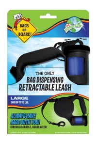 Bags on Board Retractable Dog Leash with Built-In bag Dispenser, Large, Black, 45 Bags Bags on Board Retractable Dog Leash with Built-In bag Dispenser, Large, Black, 45 Bags