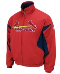 Extend the season. Display your team pride all year long in this St. Louis Cardinals jacket with Therma Base technology from Majestic. Extend the season. Display your team pride all year long in this St. Louis Cardinals jacket with Therma Base technology from Majestic.