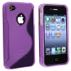 eForCity TPU Rubber Skin Case Compatible With Apple® iPhone® 4, Clear Dark Purple S Shape
