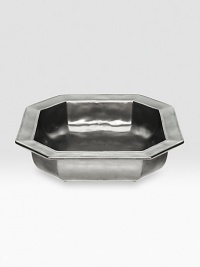 A unique mottling technique lends a hand-thumbed, hammered design to a beautiful metallic pewter baker with the look of an old-world favorite. Two-quart capacity 10½ square Dishwasher, oven and freezer safe Imported A unique mottling technique lends a hand-thumbed, hammered design to a beautiful metallic pewter baker with the look of an old-world favorite. Two-quart capacity 10½ square Dishwasher, oven and freezer safe Imported