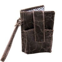 Brown Leather Smartphone Wristlets Wallet for Women - Leopard Lining Brown Leather Smartphone Wristlets Wallet for Women - Leopard Lining