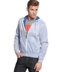 Top layer. Pop the hood on this sleek nylon jacket from Puma. (Clearance) Top layer. Pop the hood on this sleek nylon jacket from Puma. (Clearance)