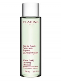 Water Purify One-Step Cleanser with Mint Essential Water. Innovative new facial cleanser removes make-up and impurities, refreshes, soothes and protects in one easy step; no rinsing required Leaves face feeling fresh Ideal for Combination Skin 6.8 oz. Water Purify One-Step Cleanser with Mint Essential Water. Innovative new facial cleanser removes make-up and impurities, refreshes, soothes and protects in one easy step; no rinsing required Leaves face feeling fresh Ideal for Combination Skin 6.8 oz.