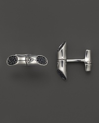 John Hardy Men's Bamboo Sterling Silver Bar Cufflinks with Black Sapphire John Hardy Men's Bamboo Sterling Silver Bar Cufflinks with Black Sapphire