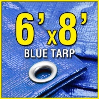 6' X 8' Blue Multi-Purpose 6-mil Waterproof Poly Tarp 6x8 Tarpaulin for Camping Tent Shelter Shade Canopy 6' X 8' Blue Multi-Purpose 6-mil Waterproof Poly Tarp 6x8 Tarpaulin for Camping Tent Shelter Shade Canopy