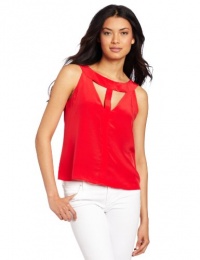BCBGMAXAZRIA Women's Nydia Cut Out Neck Top, Red Berry, X-Small BCBGMAXAZRIA Women's Nydia Cut Out Neck Top, Red Berry, X-Small