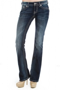 Miss Me Women's Rhinestone Embellished Rose Embroidered Pocket Boot Cut Jeans 33 1/2 Miss Me Women's Rhinestone Embellished Rose Embroidered Pocket Boot Cut Jeans 33 1/2