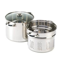 Stainless Pasta Cooker 8Qt Stock Pot Strainer Lid Set