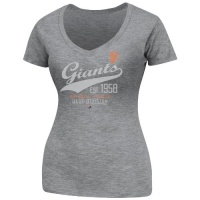 MLB Womens San Francisco Giants Winners Appeal Gray Melange Short Sleeve Deep V-Neck Tee By Majestic MLB Womens San Francisco Giants Winners Appeal Gray Melange Short Sleeve Deep V-Neck Tee By Majestic