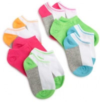Stride Rite Girls 2-6X Neon Stripe No Show 6 Pack Socks, Fuschia, Socks Size 7-8.5/Shoe Size 10-13 Stride Rite Girls 2-6X Neon Stripe No Show 6 Pack Socks, Fuschia, Socks Size 7-8.5/Shoe Size 10-13