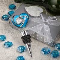 Stunning Murano Heart Wine Bottle Stopper Wedding Favors, 1 Stunning Murano Heart Wine Bottle Stopper Wedding Favors, 1