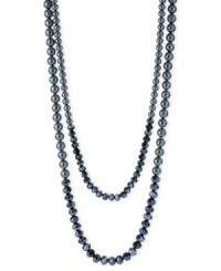 Classic elegance. This two-row necklace from Kenneth Cole New York is crafted from silver-tone mixed metal with navy glass pearls and beads combining for a stunning look. Approximate length: 31 inches + 3-inch extender. Item comes packaged in a signature Kenneth Cole New York Gift Box. Approximate drop: 2-1/2 inches. Classic elegance. This two-row necklace from Kenneth Cole New York is crafted from silver-tone mixed metal with navy glass pearls and beads combining for a stunning look. Approximate length: 31 inches + 3-inch extender. Item comes packaged in a signature Kenneth Cole New York Gift Box. Approximate drop: 2-1/2 inches.