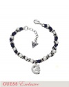 GUESS Women's Glass Pearl Logo Bracelet, SILVER