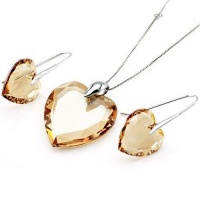 Rarelove Sterling Silver Swarovski Elements Topaz Crystal Heart Earrings and Pendants Jewelry Set Rarelove Sterling Silver Swarovski Elements Topaz Crystal Heart Earrings and Pendants Jewelry Set