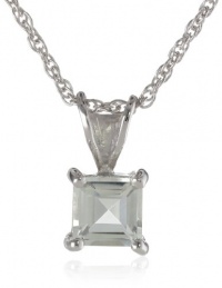 Sterling Silver 6mm Square-Cut Green Amethyst Pendant Necklace Sterling Silver 6mm Square-Cut Green Amethyst Pendant Necklace
