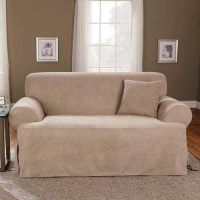 Sure Fit Soft Suede T-Cushion Sofa Slipcover, Taupe Sure Fit Soft Suede T-Cushion Sofa Slipcover, Taupe