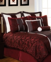 A stylish season. An intricate floral jacquard in rich burgundy accents the Autumn Blossom comforter set with refined elegance, while pleat details and decorative appliqués enhance the look with distinction. Also includes a solid bedskirt and coordinating decorative pillows to finish the ensemble with flair. (Clearance) A stylish season. An intricate floral jacquard in rich burgundy accents the Autumn Blossom comforter set with refined elegance, while pleat details and decorative appliqués enhance the look with distinction. Also includes a solid bedskirt and coordinating decorative pillows to finish the ensemble with flair. (Clearance)