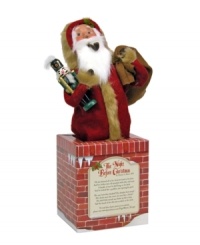 With his cheeks like roses and nose like a cherry, this Santa Claus figurine will make every Christmas merry. Chimney box features excerpt from the iconic holiday tale, The Night Before Christmas. Handcrafted by Byers' Choice. With his cheeks like roses and nose like a cherry, this Santa Claus figurine will make every Christmas merry. Chimney box features excerpt from the iconic holiday tale, The Night Before Christmas. Handcrafted by Byers' Choice.